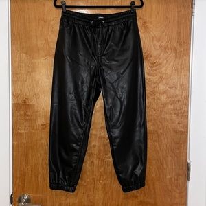 High Waisted Faux Leather Joggers